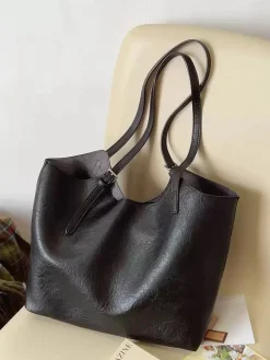 Elena Handbags Simple Leather Tote Bag