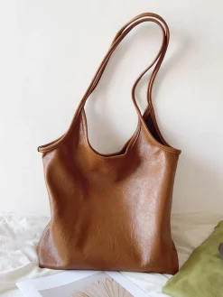 Elena Handbags Simple Leather Tote Bag