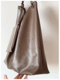 Elena Handbags Simple Leather Tote Bag