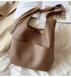 Elena Handbags Simple Leather Tote Bag