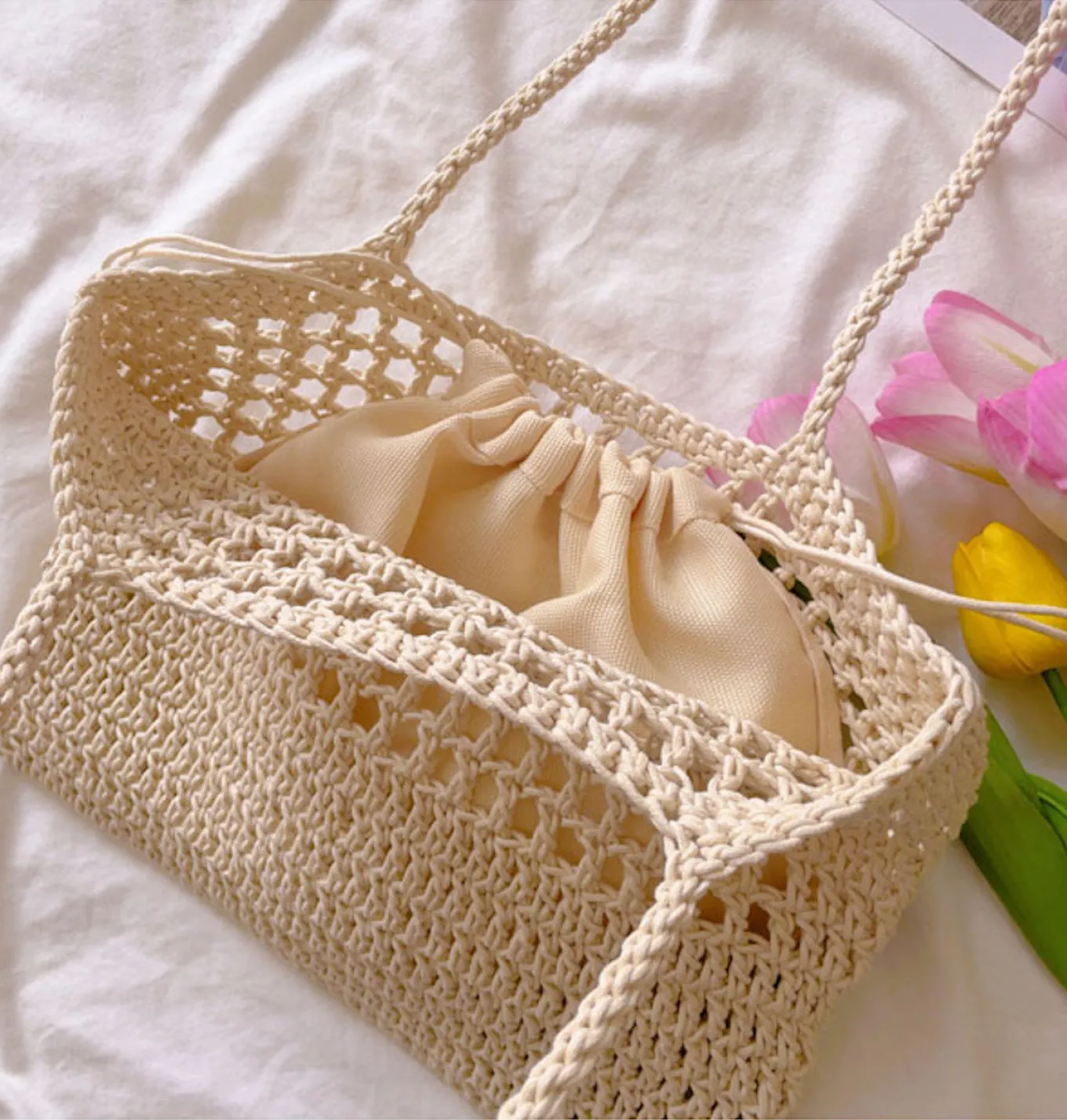 Elena Handbags Simple Retro Crochet Shoulder Bag