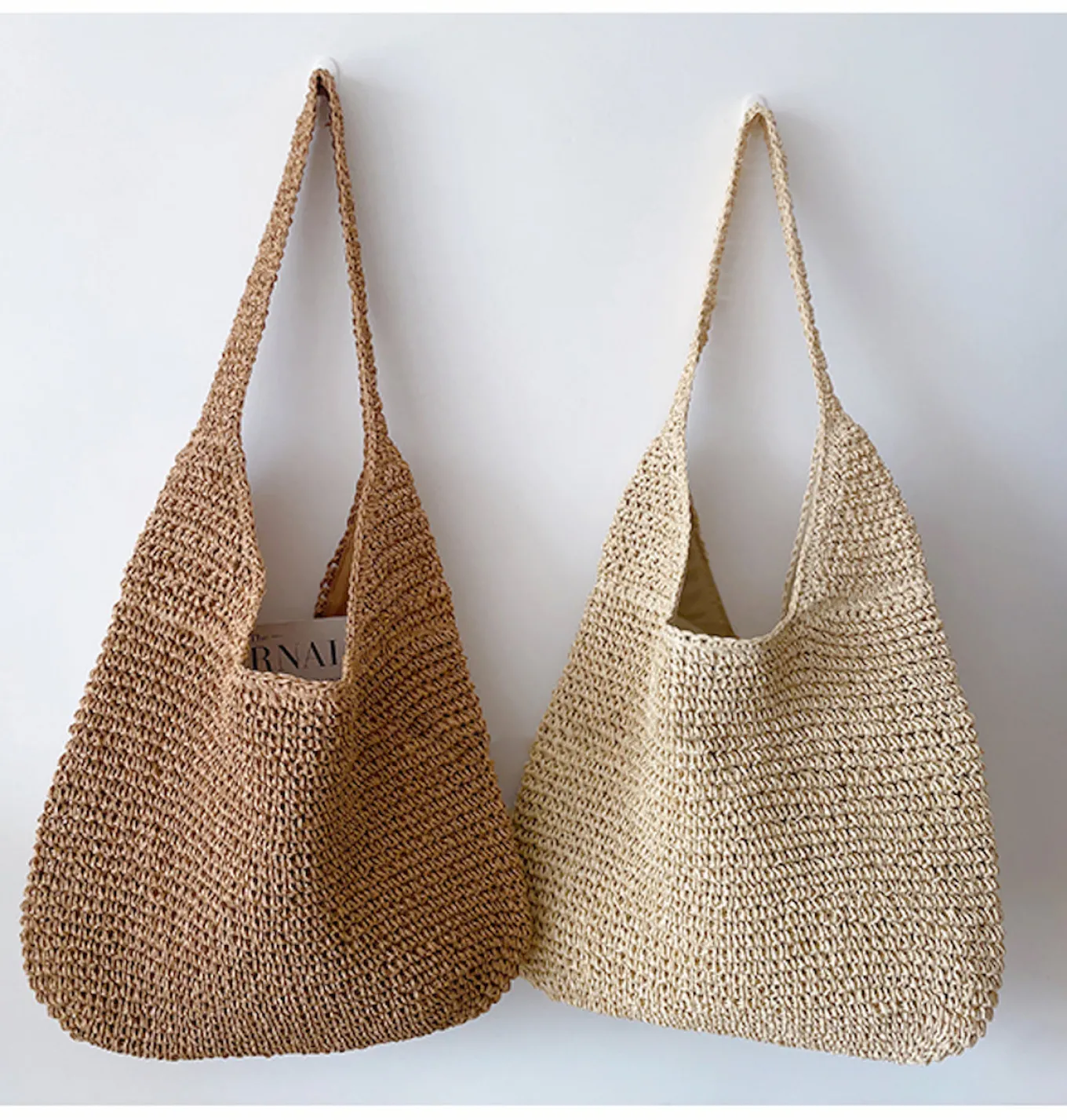 Elena Handbags Simple Straw Woven Shoulder Bag