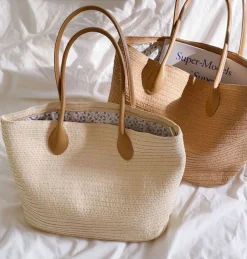 Elena Handbags Simple Straw Woven Summer Tote