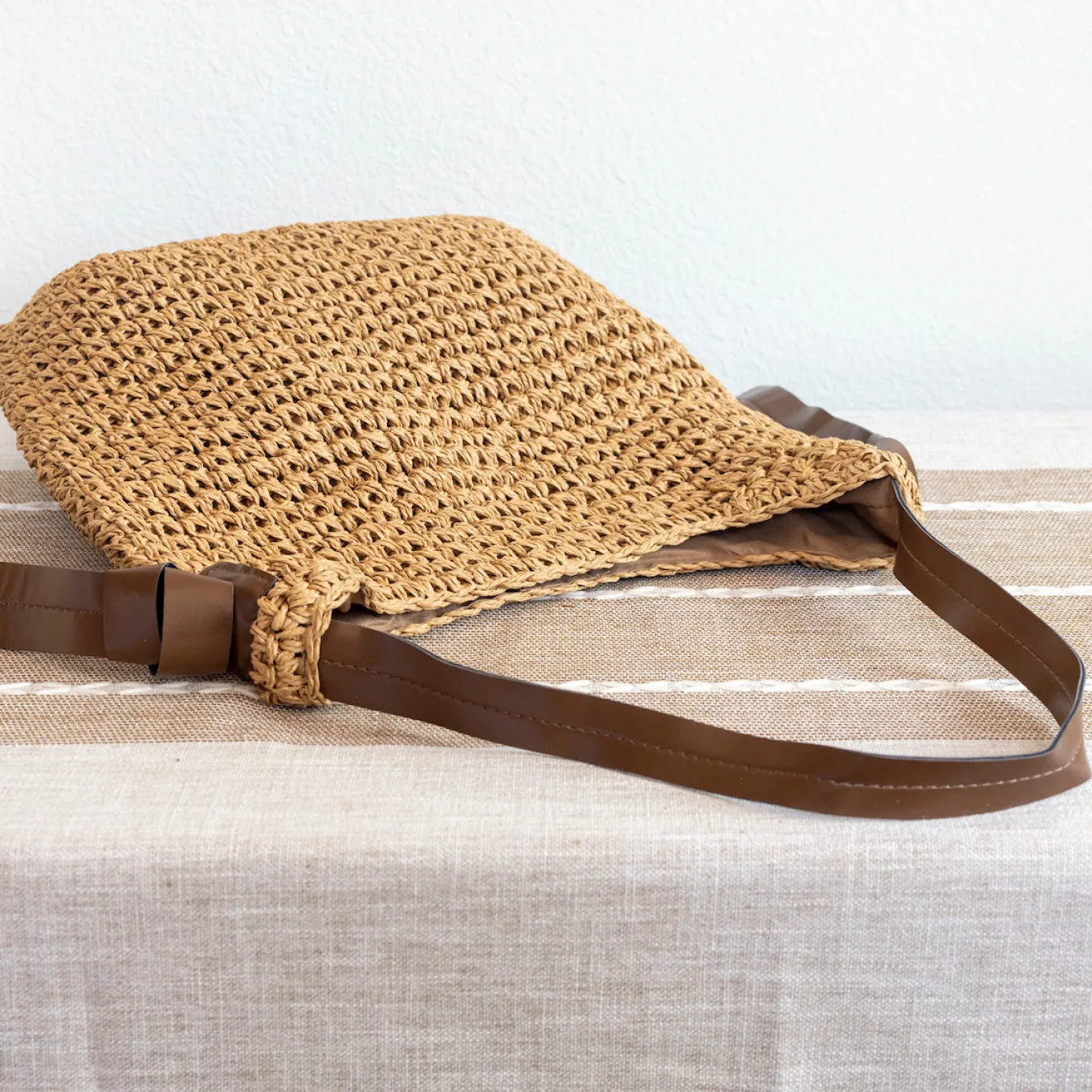 Elena Handbags Simple Straw Woven Shoulder Bag