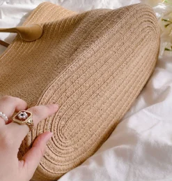 Elena Handbags Simple Straw Woven Summer Tote