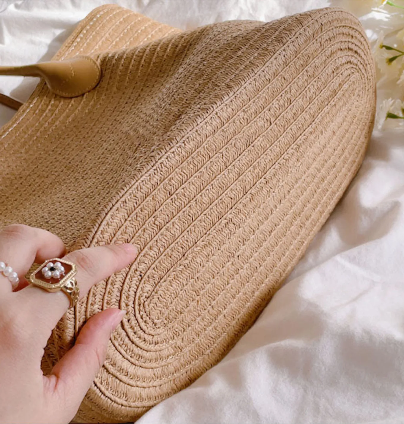 Elena Handbags Simple Straw Woven Summer Tote