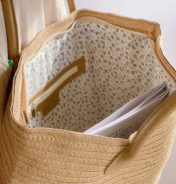 Elena Handbags Simple Straw Woven Summer Tote