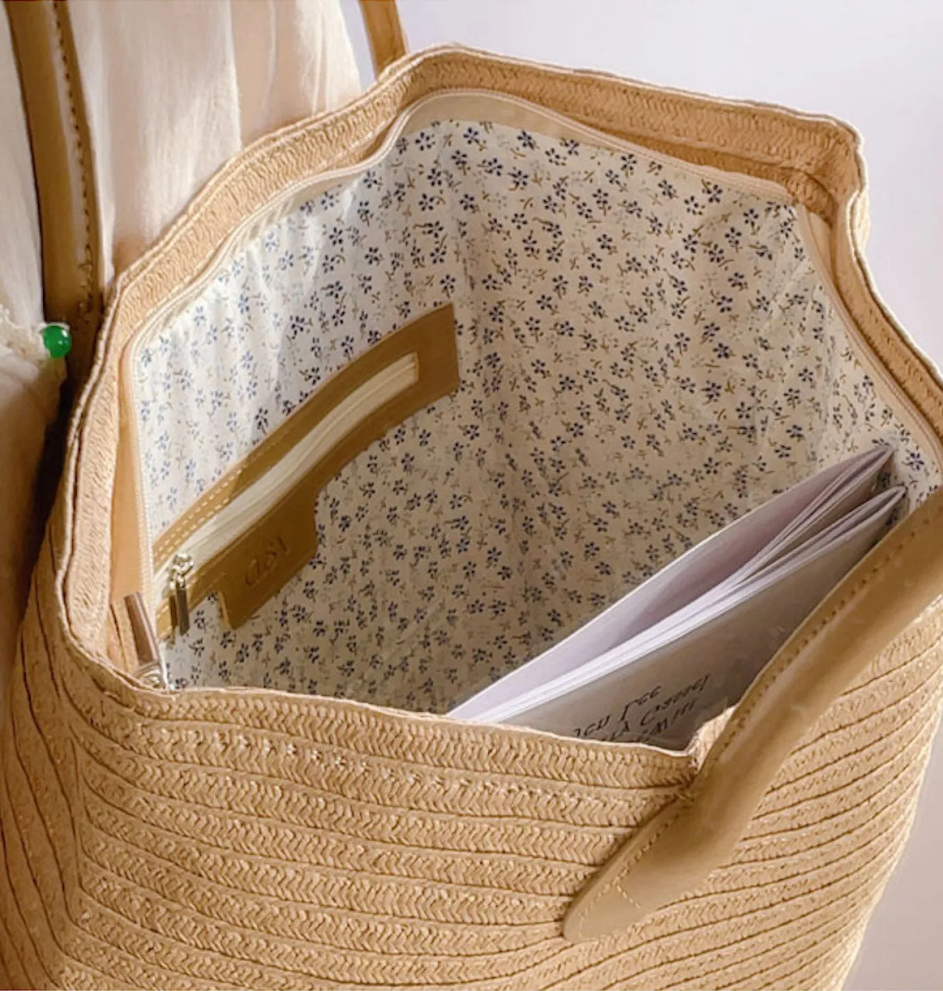 Elena Handbags Simple Straw Woven Summer Tote