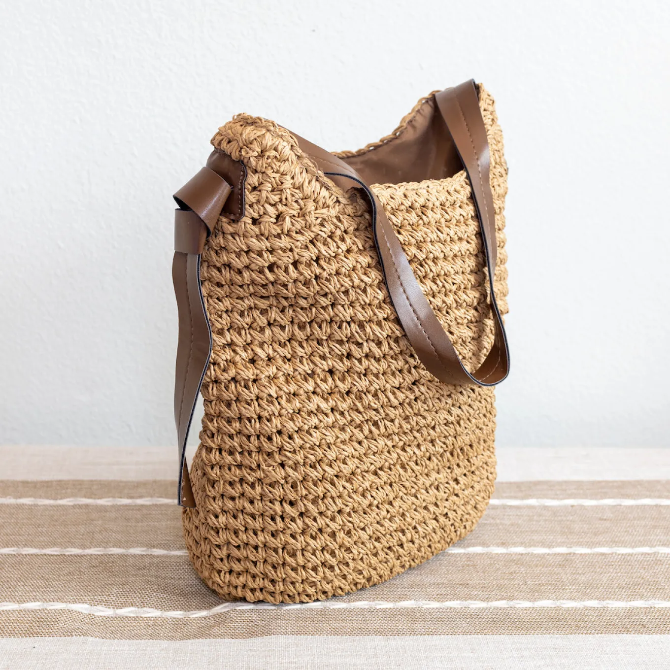 Elena Handbags Simple Straw Woven Shoulder Bag