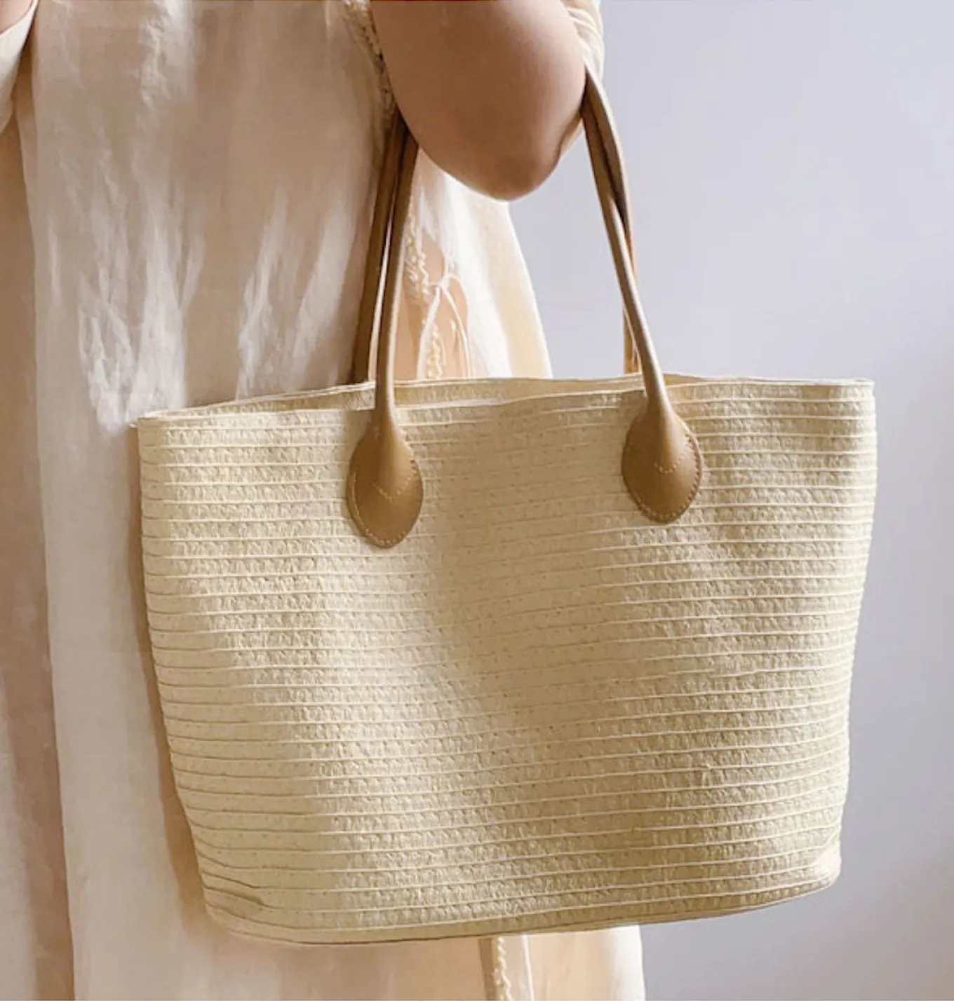 Elena Handbags Simple Straw Woven Summer Tote
