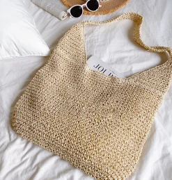 Elena Handbags Simple Straw Woven Shoulder Bag