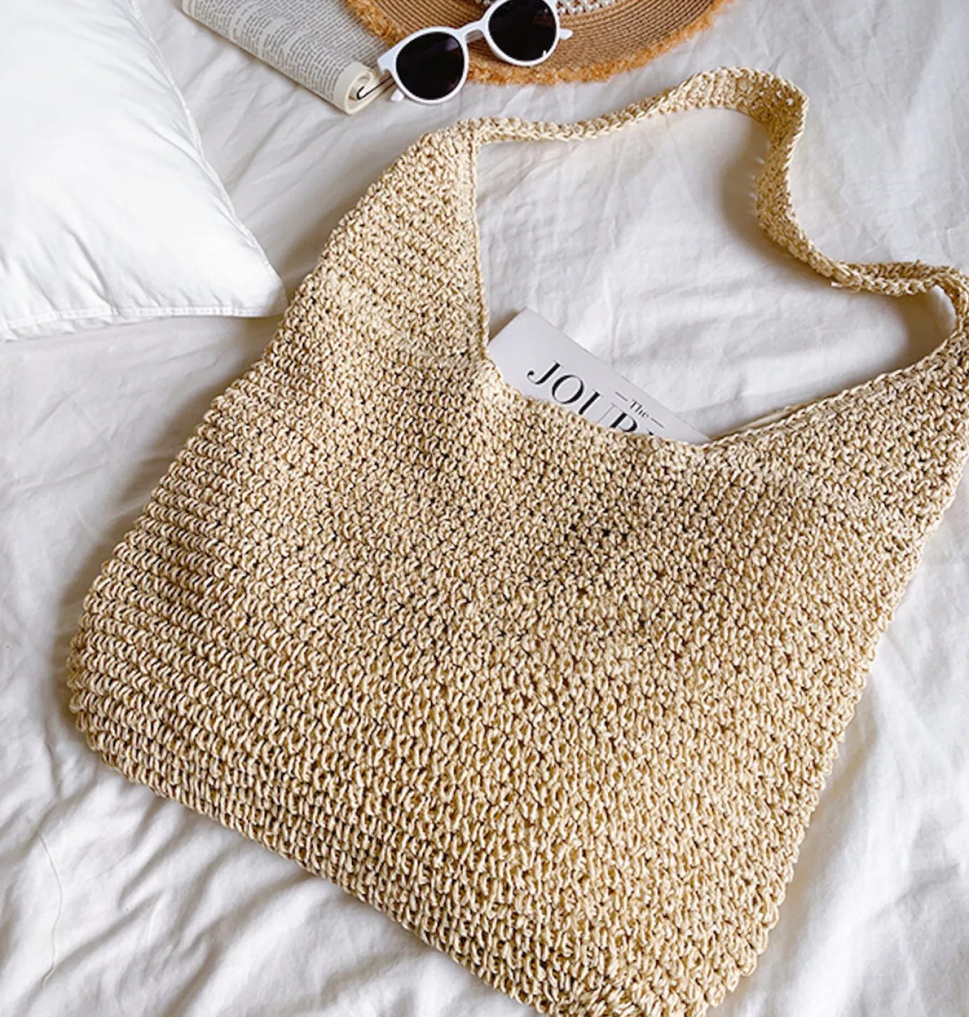 Elena Handbags Simple Straw Woven Shoulder Bag