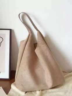 Elena Handbags Simple Suede Tote Bag