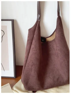 Elena Handbags Simple Suede Tote Bag