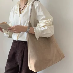 Elena Handbags Simple Suede Tote Bag