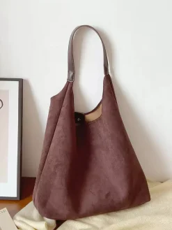 Elena Handbags Simple Suede Tote Bag