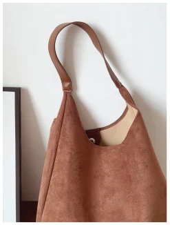 Elena Handbags Simple Suede Tote Bag