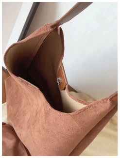 Elena Handbags Simple Suede Tote Bag