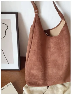 Elena Handbags Simple Suede Tote Bag