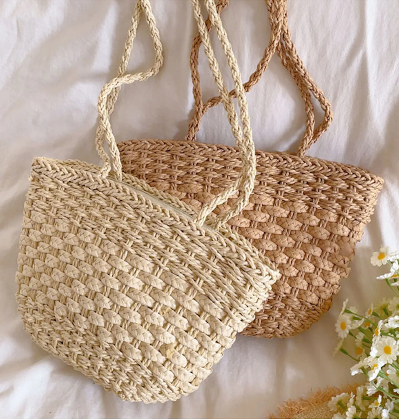 Elena Handbags Simple Woven Straw Tote Bag