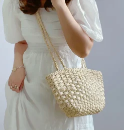 Elena Handbags Simple Woven Straw Tote Bag