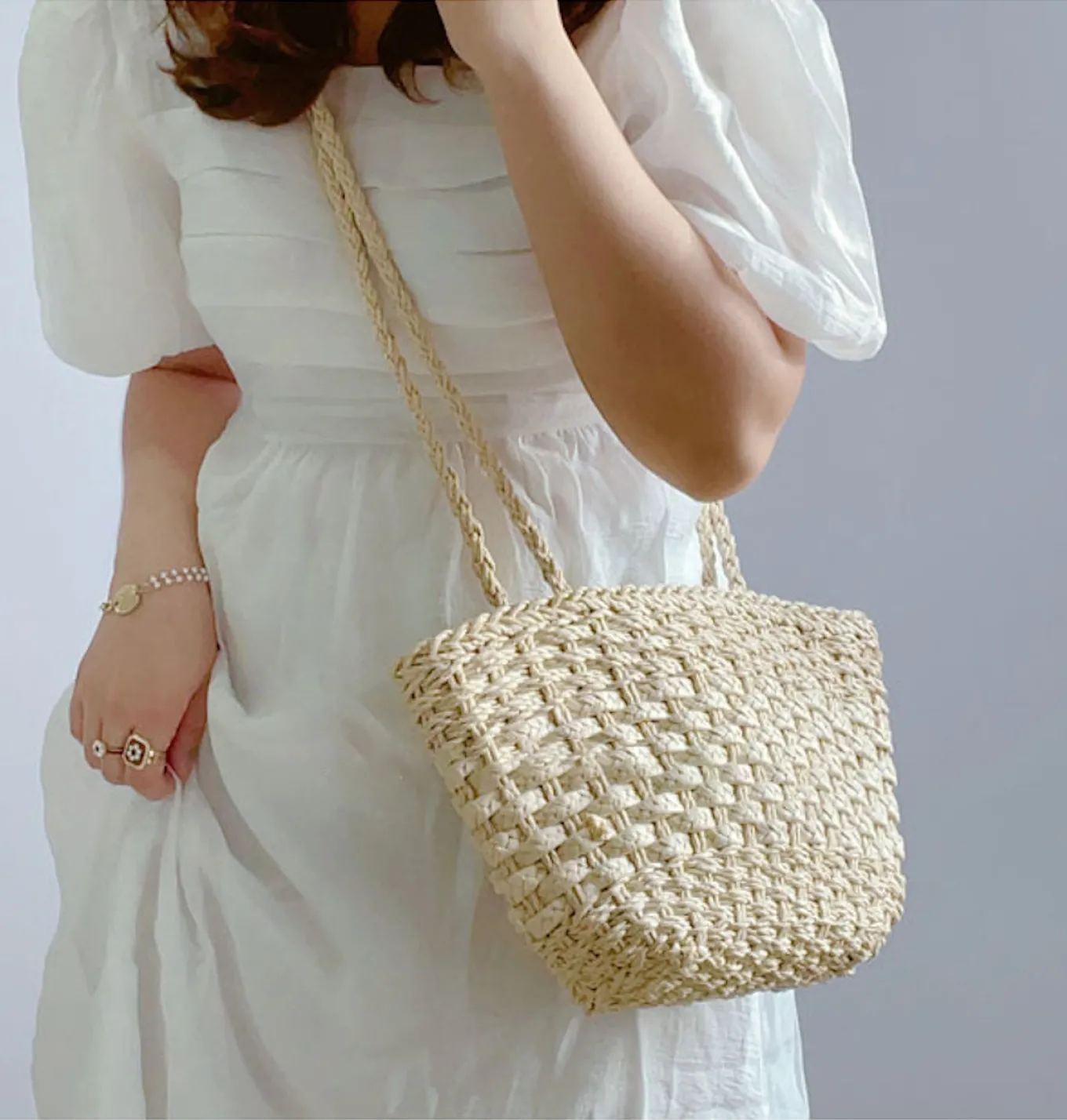 Elena Handbags Simple Woven Straw Tote Bag