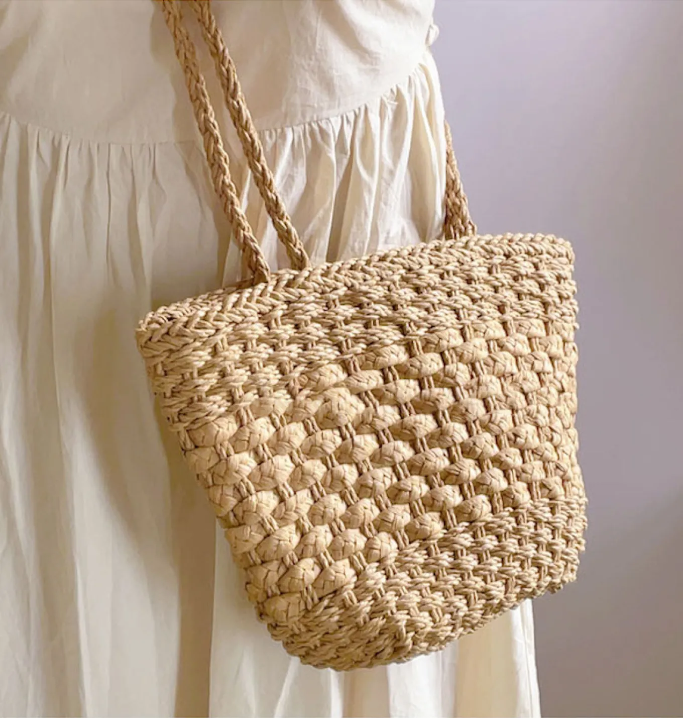 Elena Handbags Simple Woven Straw Tote Bag