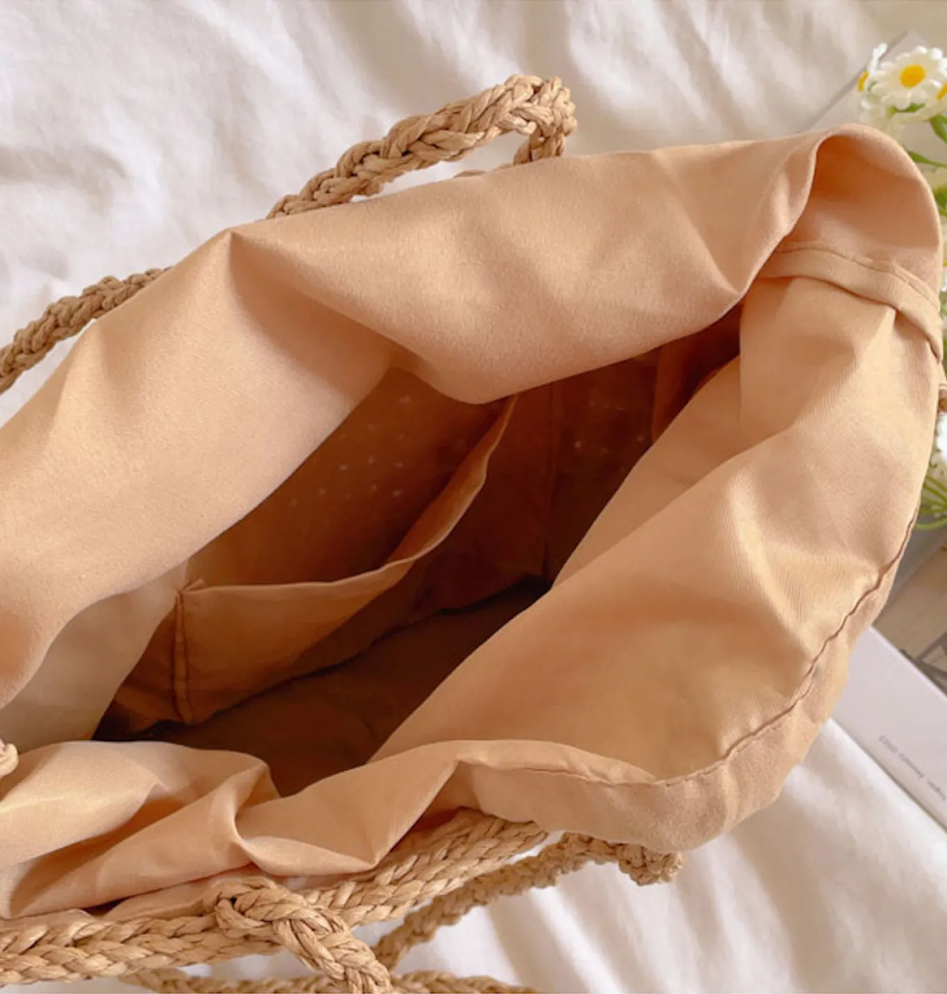 Elena Handbags Simple Woven Straw Tote Bag
