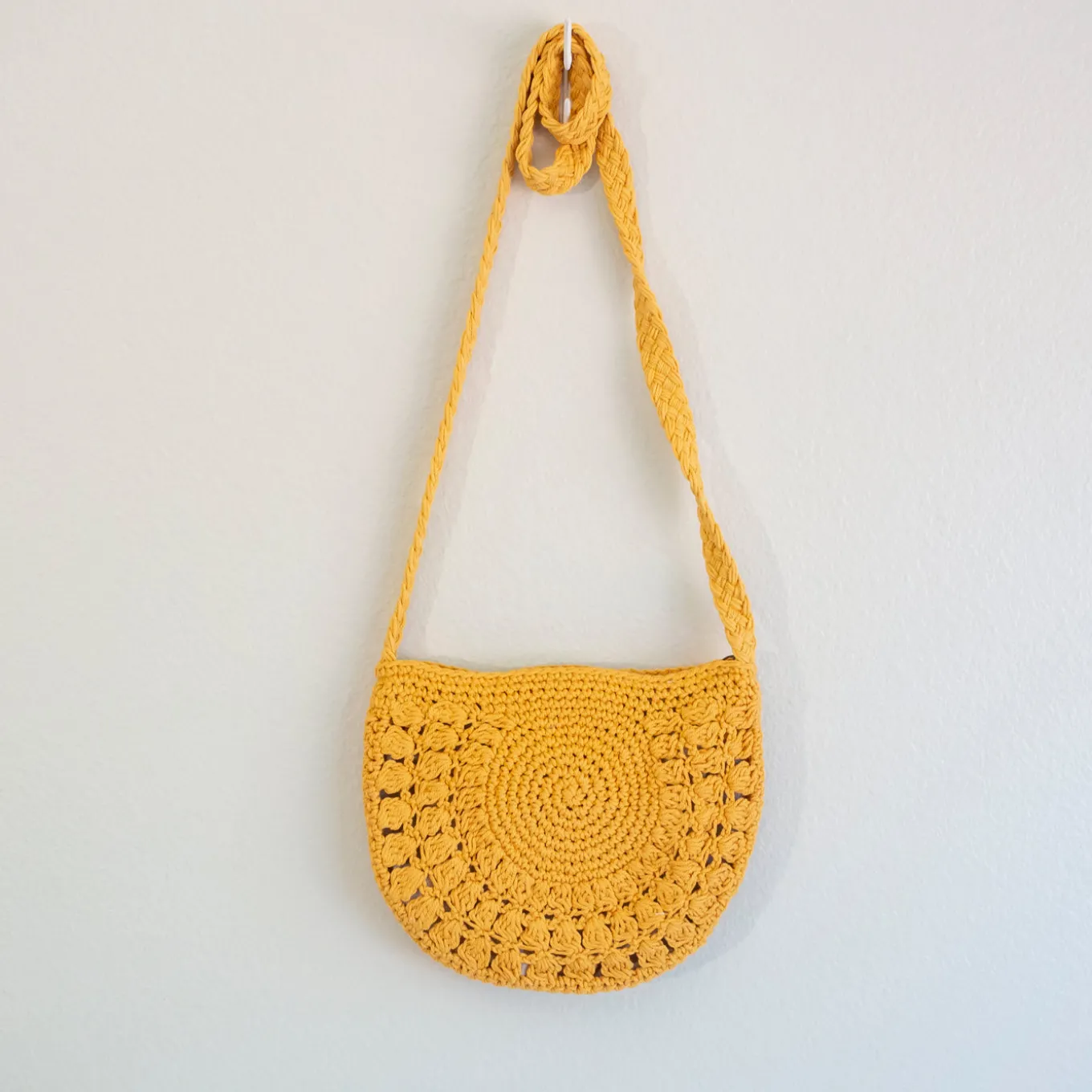 Elena Handbags Small Boho Cotton Knitted Shoulder Bag