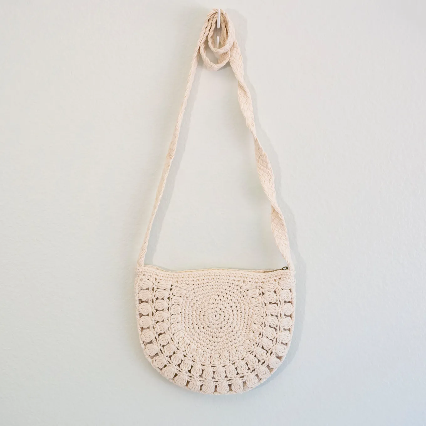 Elena Handbags Small Boho Cotton Knitted Shoulder Bag