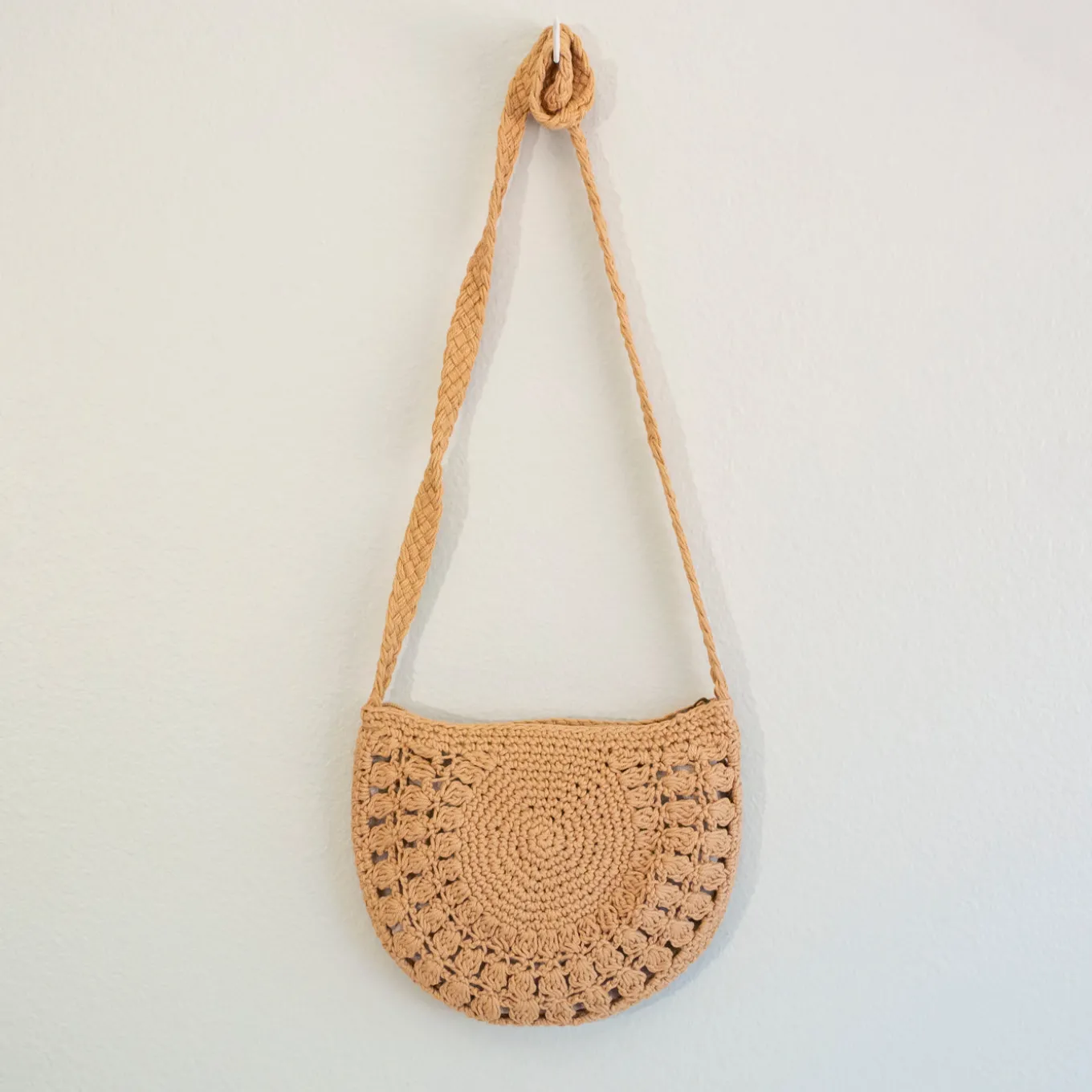 Elena Handbags Small Boho Cotton Knitted Shoulder Bag