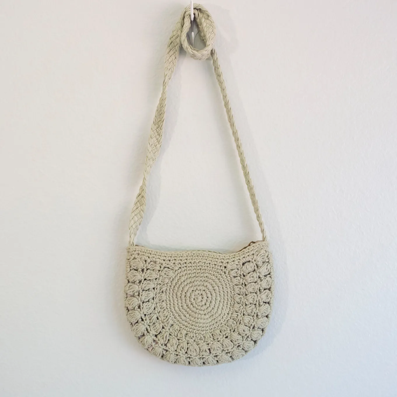 Elena Handbags Small Boho Cotton Knitted Shoulder Bag