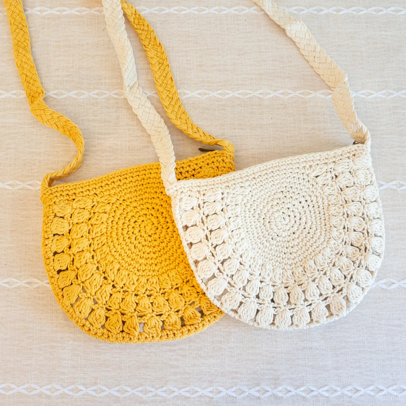 Elena Handbags Small Boho Cotton Knitted Shoulder Bag