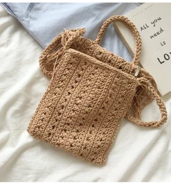 Elena Handbags Small Boho Beach Bag with Tassels