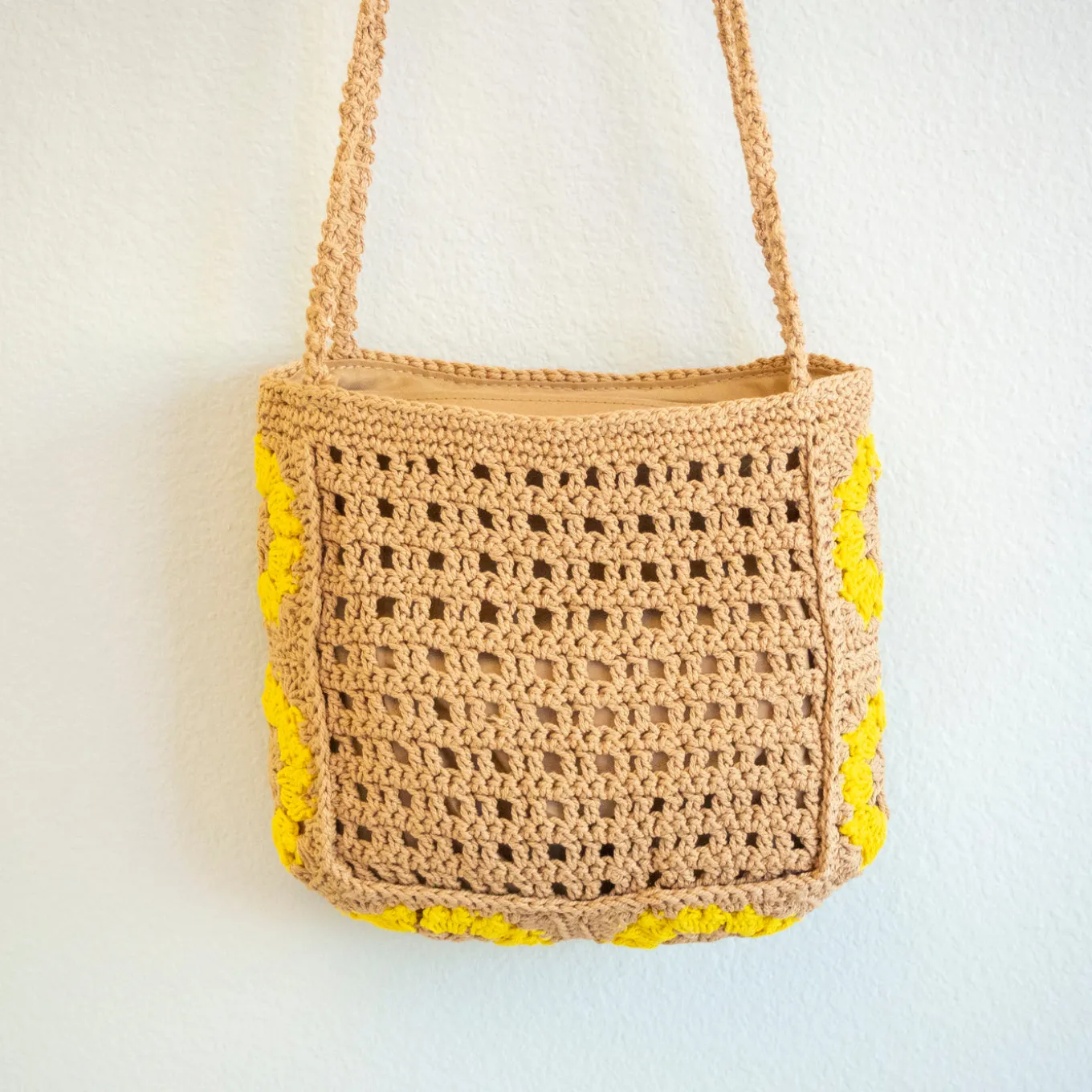 Elena Handbags Small Boho Cotton Knitted Shoulder Bag