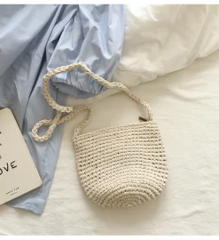 Elena Handbags Small Cotton Knitted Shoulder Bag