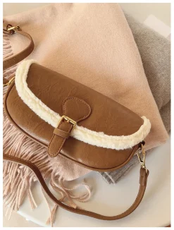 Elena Handbags Small Modern Saddle Bag