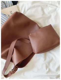 Elena Handbags Soft Leather Tote Bucket Work Bag
