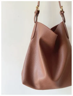 Elena Handbags Soft Leather Tote Bucket Work Bag