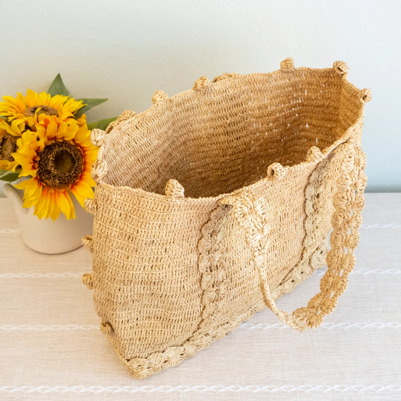 Elena Handbags Soft Raffia Woven Summer Straw Shoulder Bag