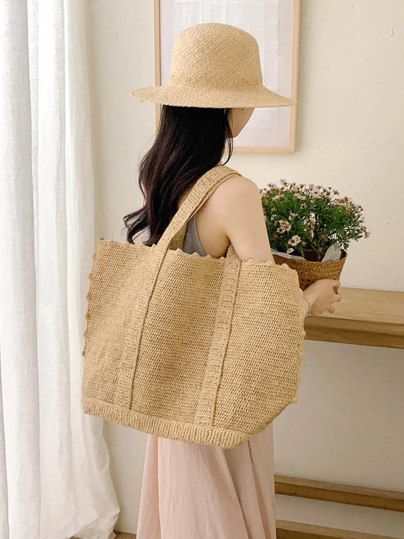 Elena Handbags Soft Raffia Woven Summer Straw Shoulder Bag