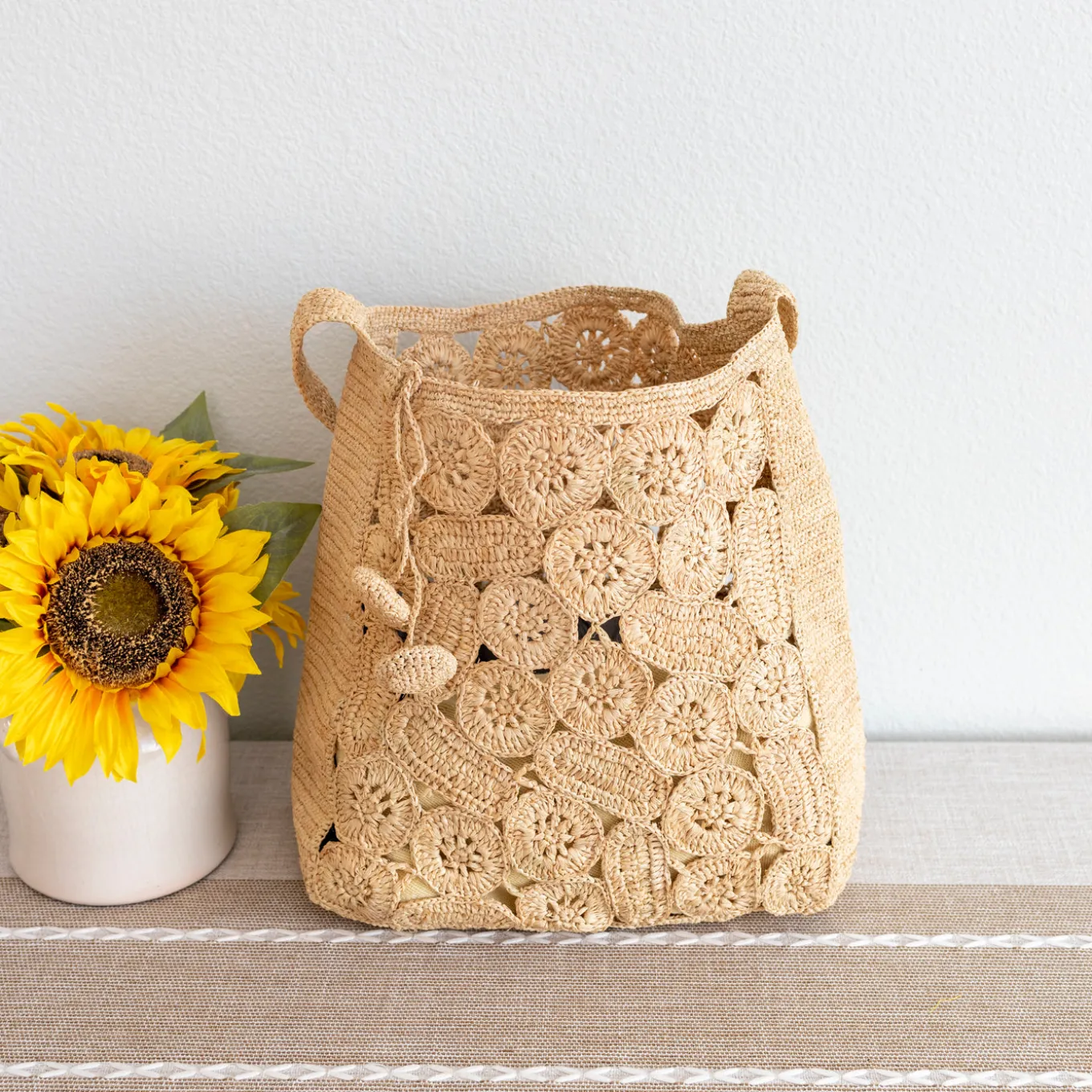 Elena Handbags Soft Raffia Woven Summer Straw Shoulder Bag