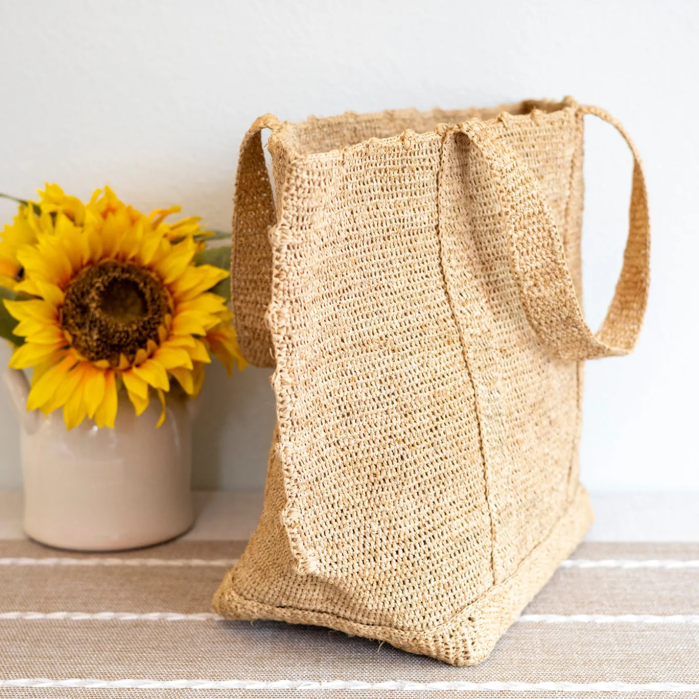 Elena Handbags Soft Raffia Woven Summer Straw Shoulder Bag