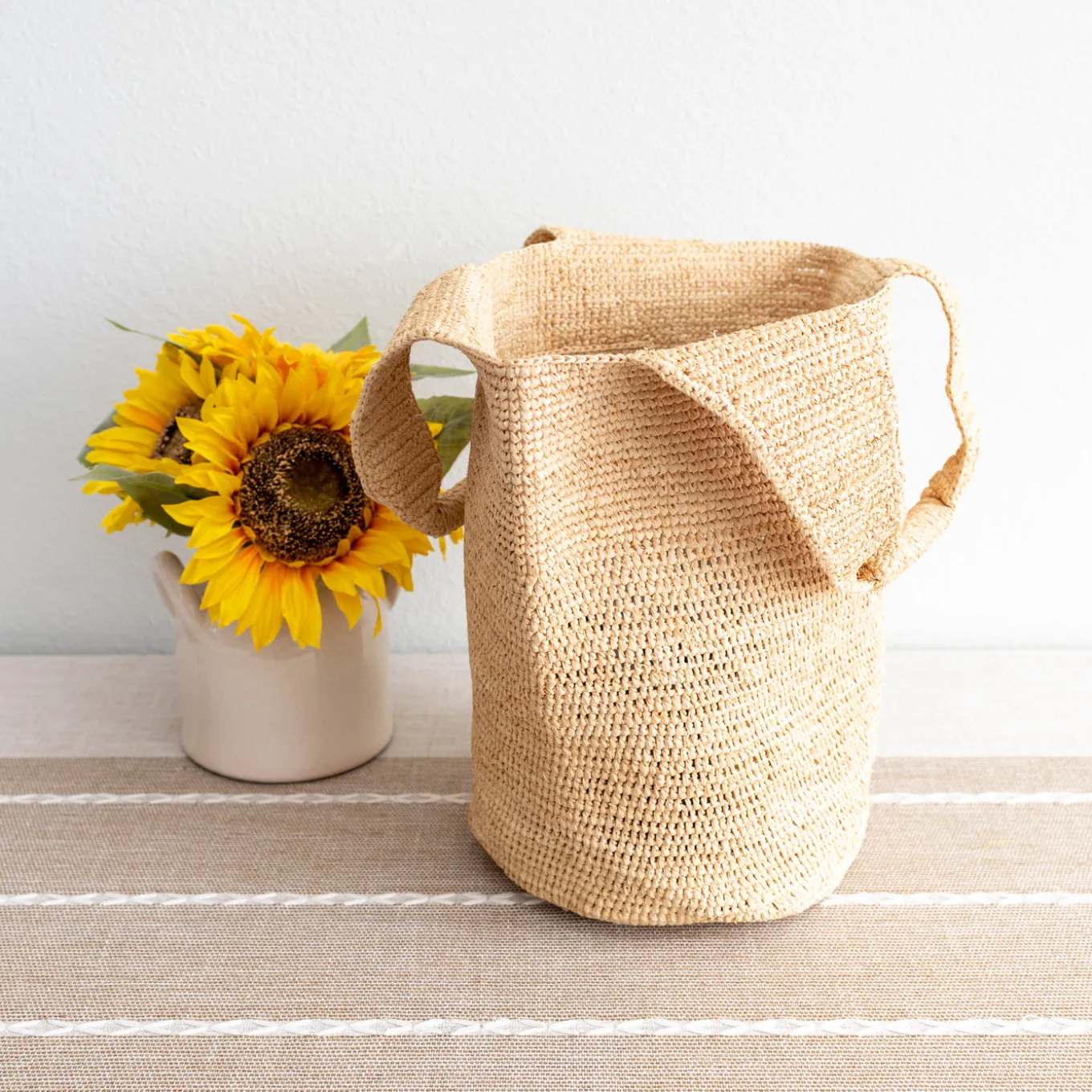 Elena Handbags Soft Raffia Woven Summer Straw Bucket Bag