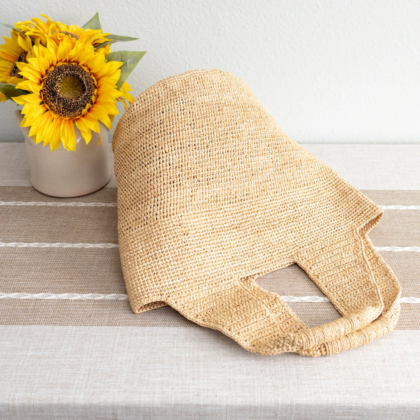 Elena Handbags Soft Raffia Woven Summer Straw Bucket Bag