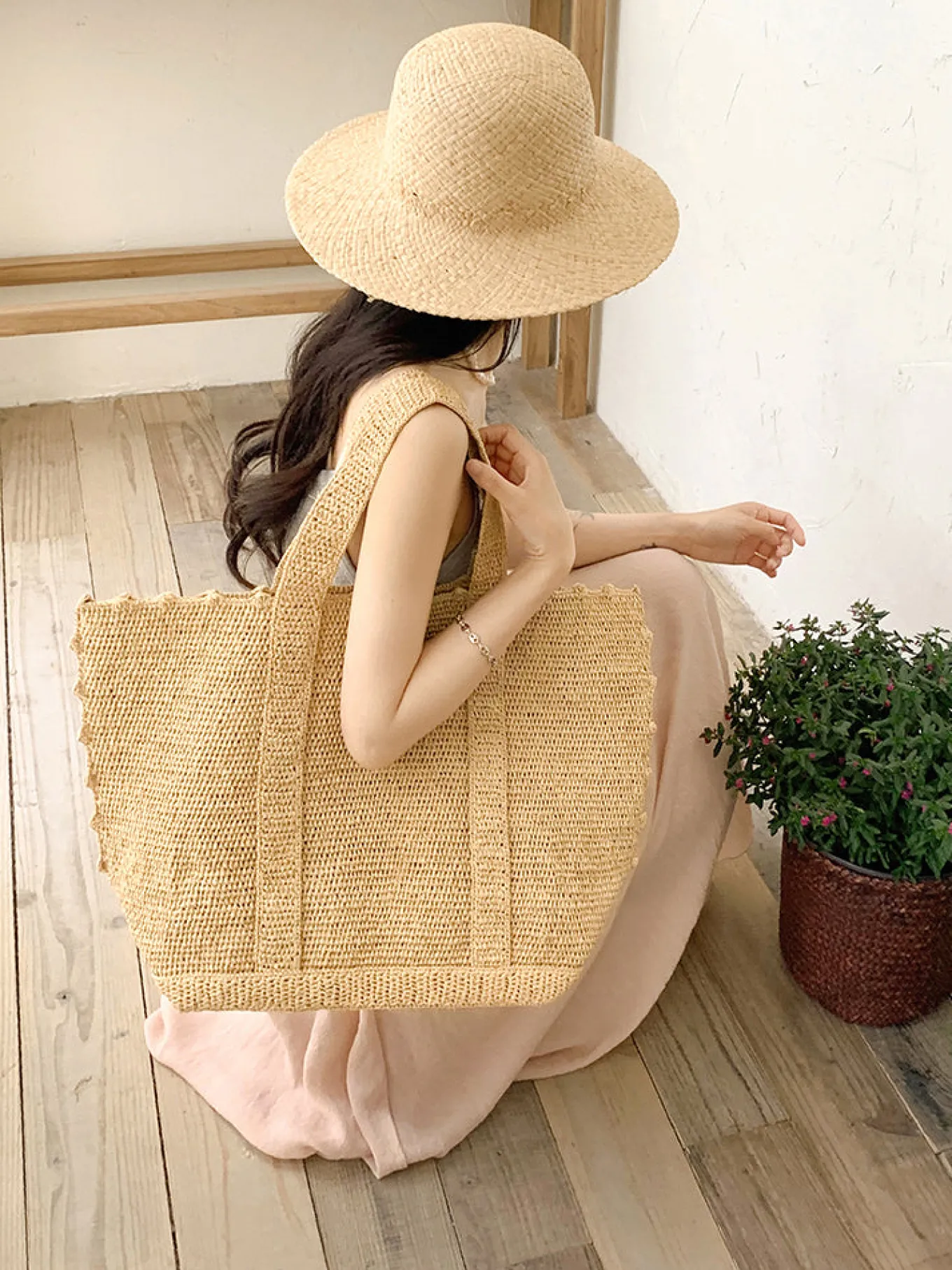 Elena Handbags Soft Raffia Woven Summer Straw Shoulder Bag