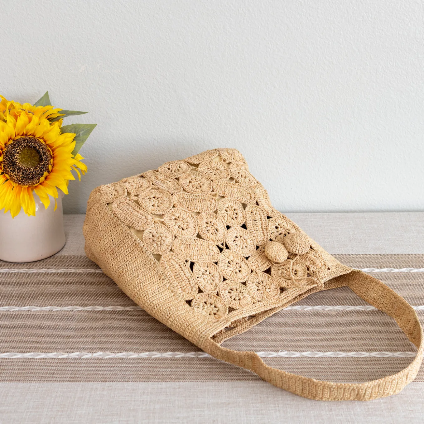 Elena Handbags Soft Raffia Woven Summer Straw Shoulder Bag