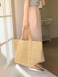 Elena Handbags Soft Raffia Woven Summer Straw Shoulder Bag