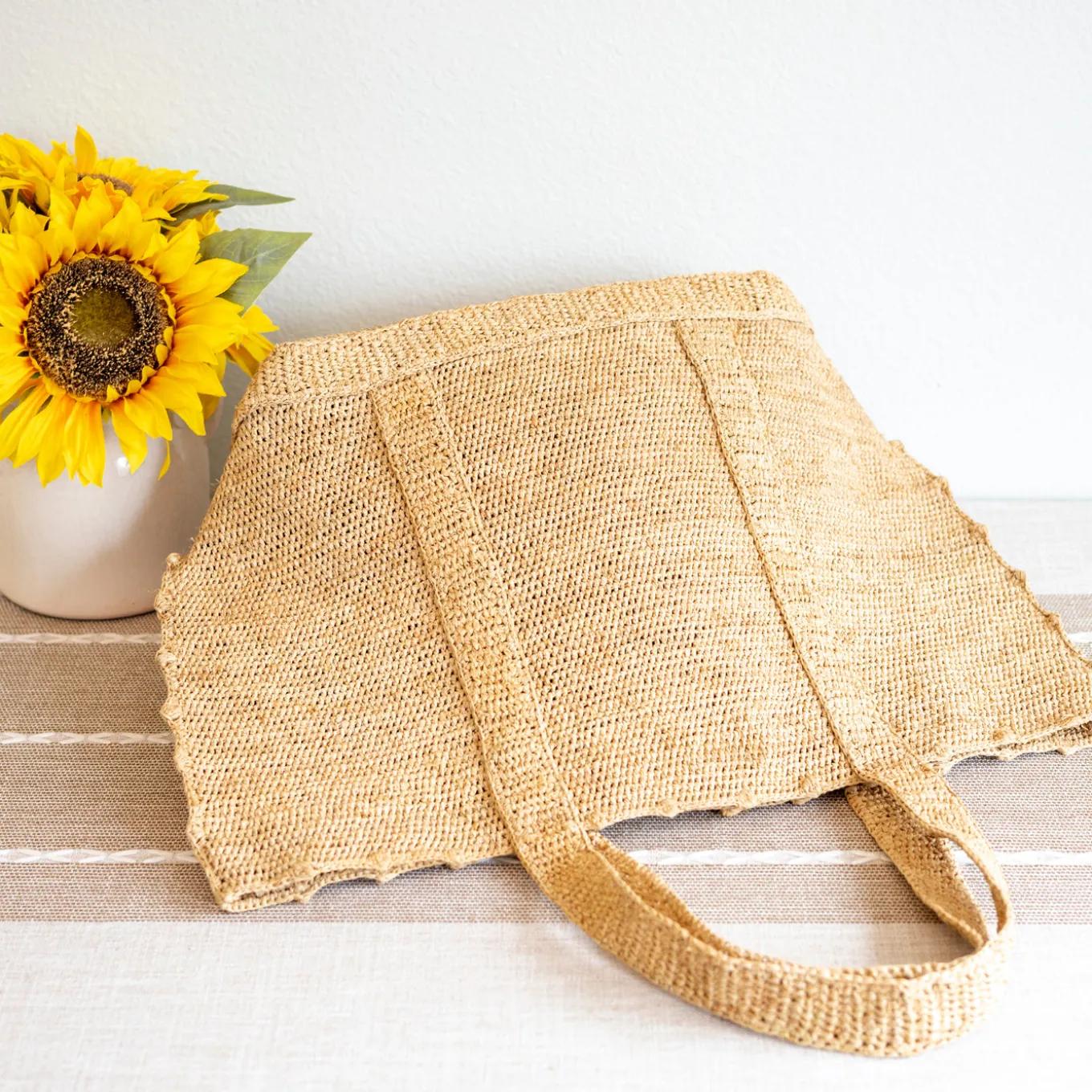 Elena Handbags Soft Raffia Woven Summer Straw Shoulder Bag