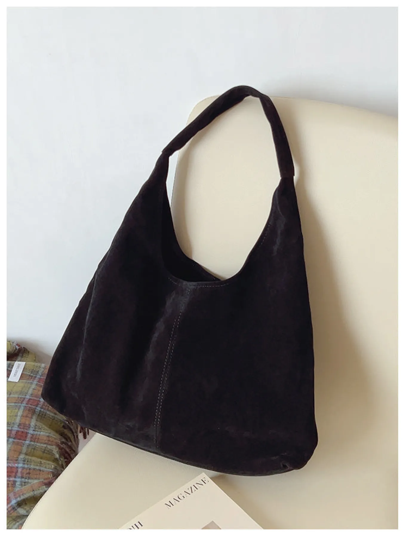 Elena Handbags Soft Suede Shoulder Bag